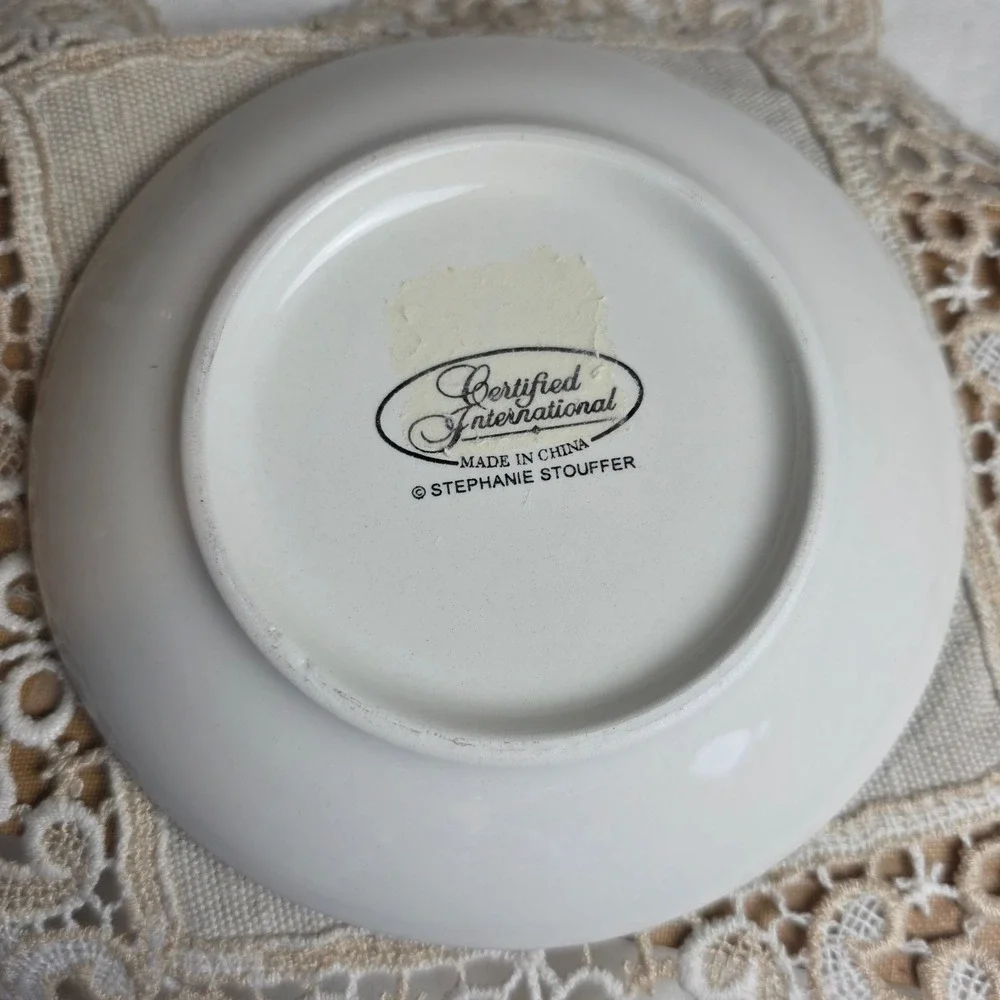 2005 Certified International Stephanie Stouffer Checkered Vegetable Plate Pair